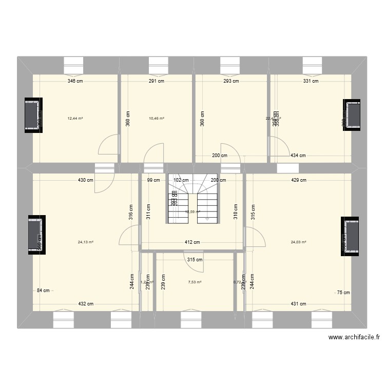 CAROLE & LUDO  EDL   1° ETAGE. Plan de 9 pièces et 116 m2