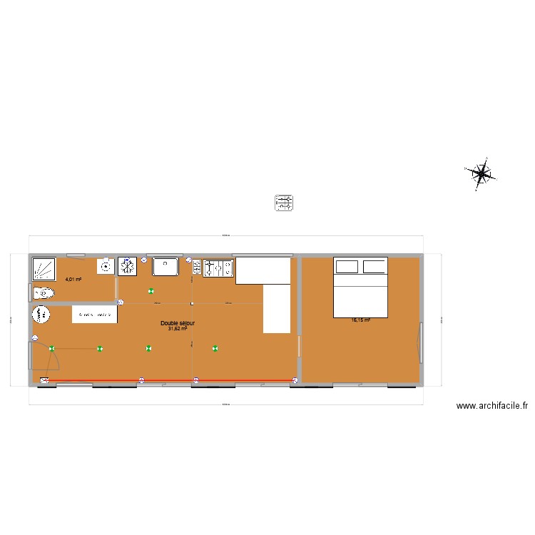 TEST01. Plan de 3 pièces et 52 m2