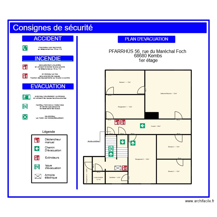 pfarhuss  1 er étage. Plan de 19 pièces et 758 m2