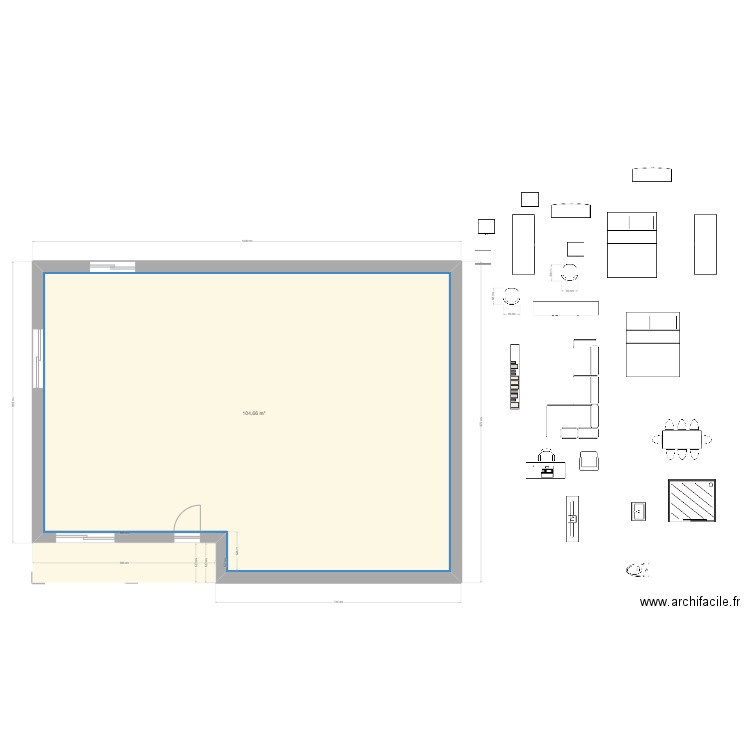 Projet. Plan de 1 pièce et 105 m2