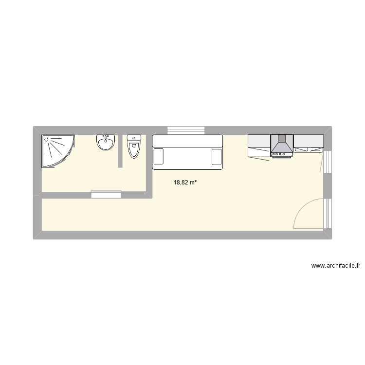 ETLV Tiny house. Plan de 1 pièce et 19 m2