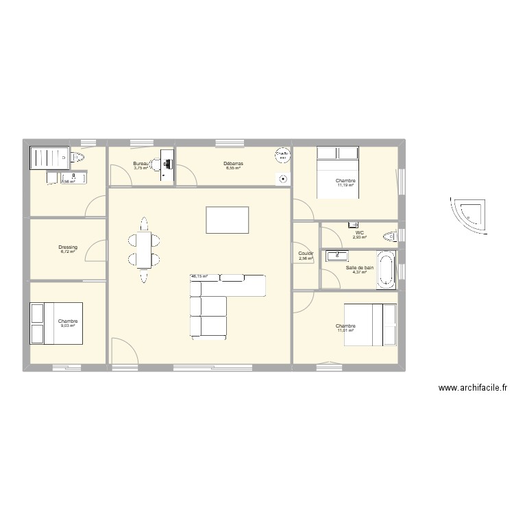 maison cardet. Plan de 11 pièces et 112 m2