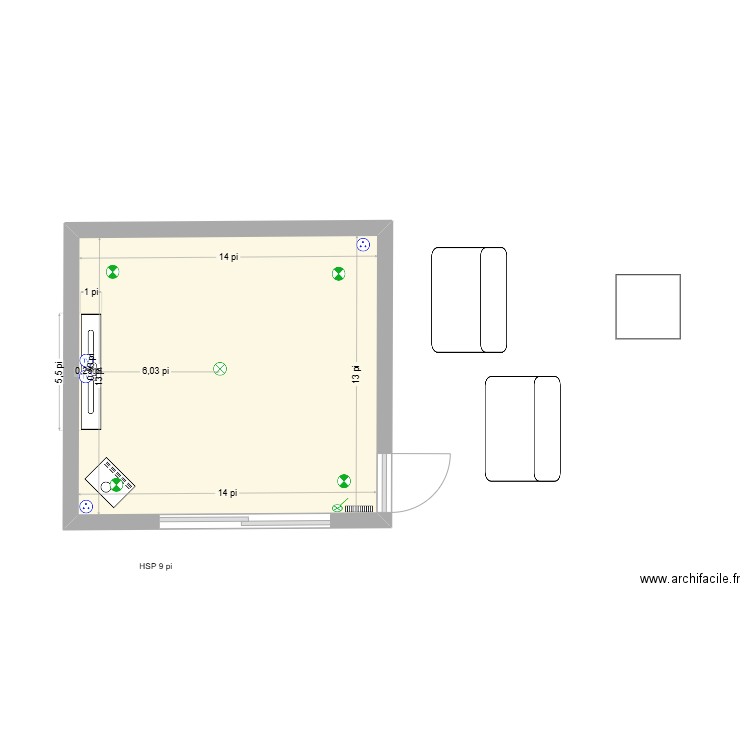 Gazebo. Plan de 1 pièce et 17 m2