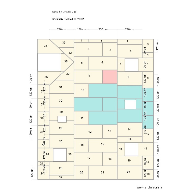 PLAN PLACO COMBLE. Plan de 58 pièces et 125 m2