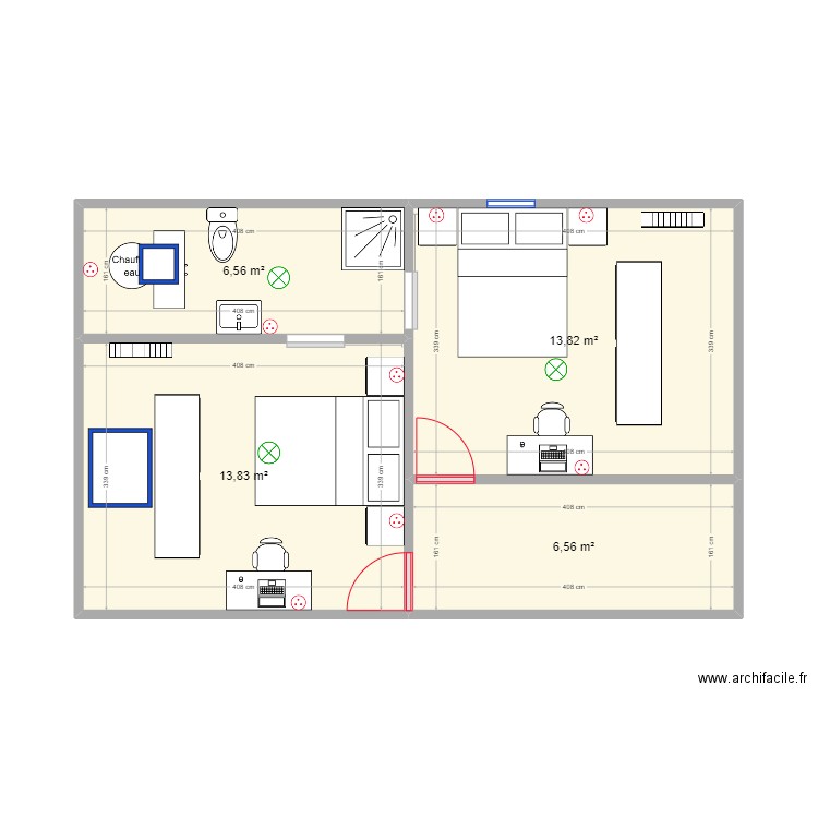 GRENIER. Plan de 4 pièces et 41 m2