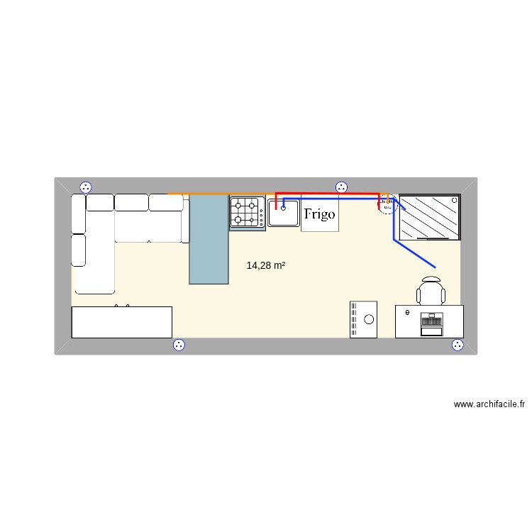 plan cam 2024. Plan de 1 pièce et 14 m2