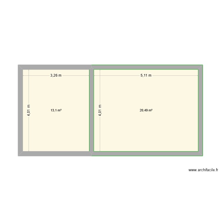 Plan1ambop. Plan de 2 pièces et 34 m2