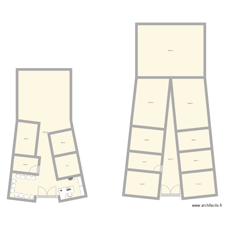 cabinet. Plan de 15 pièces et 274 m2