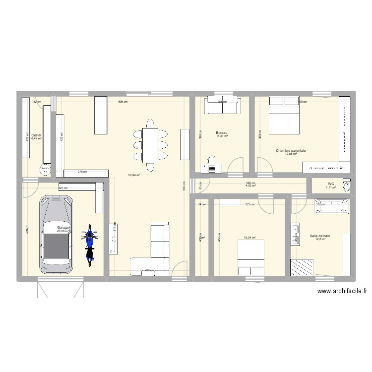 Maison 1. Plan de 10 pièces et 147 m2