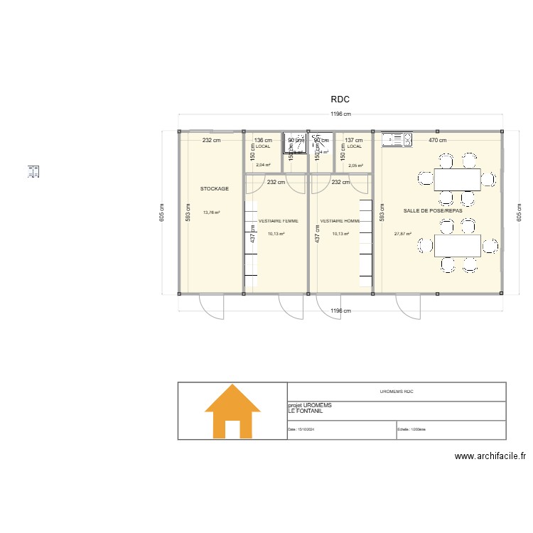 UROMEMS RDC. Plan de 8 pièces et 69 m2