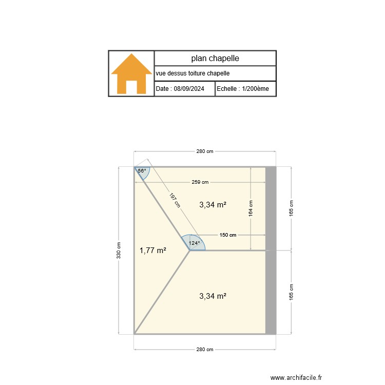 chapelle Montel 1. Plan de 3 pièces et 8 m2