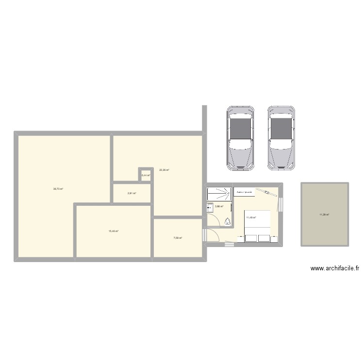 Extension chambre. Plan de 9 pièces et 112 m2