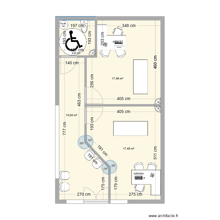 SCY OSCYCA Lot 7 variante wc au fond. Plan de 4 pièces et 53 m2