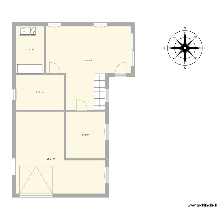 2eme. Plan de 3 pièces et 81 m2