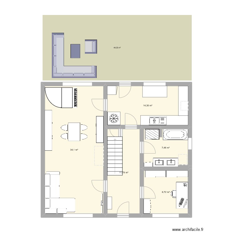 Maison Trooz. Plan de 5 pièces et 76 m2