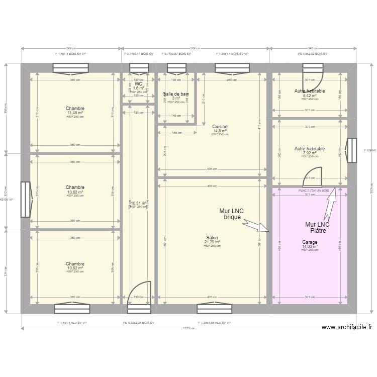 Omurca fils. Plan de 15 pièces et 313 m2