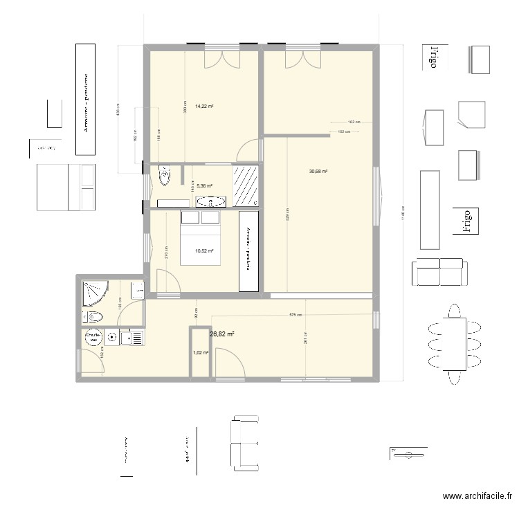 decembre 2024  michel. Plan de 6 pièces et 89 m2