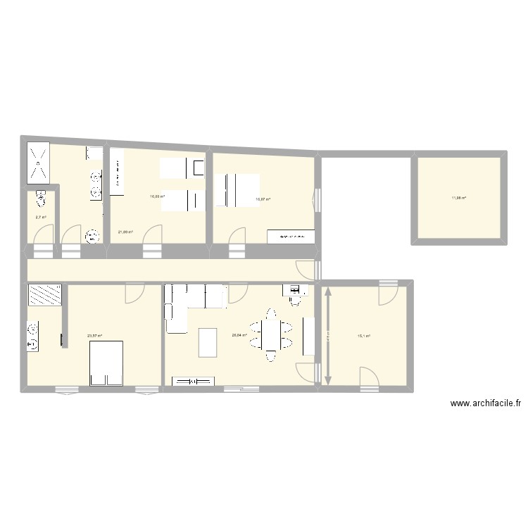 Rabaine gite. Plan de 8 pièces et 134 m2