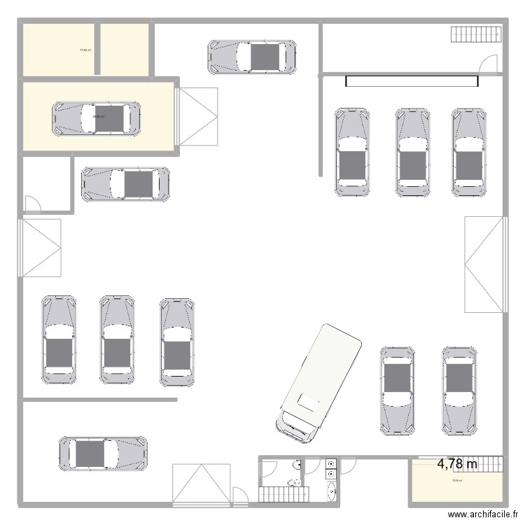 Atelier 2. Plan de 3 pièces et 58 m2