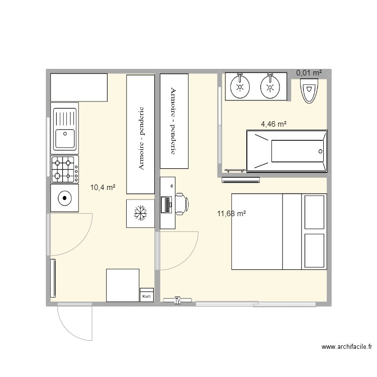 Suite parentale 3. Plan de 4 pièces et 27 m2