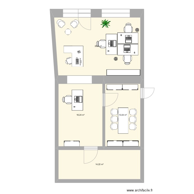 Plan Agence. Plan de 4 pièces et 72 m2