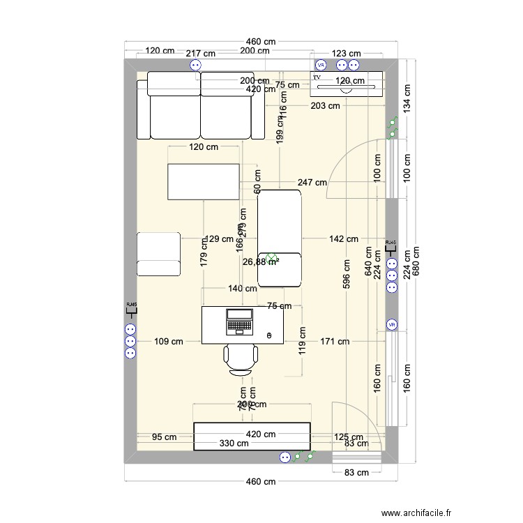 Bureau Garage pagaille. Plan de 1 pièce et 27 m2