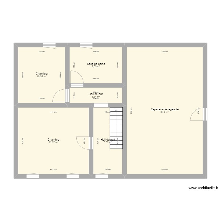 General Aymes 3 etage1. Plan de 6 pièces et 87 m2