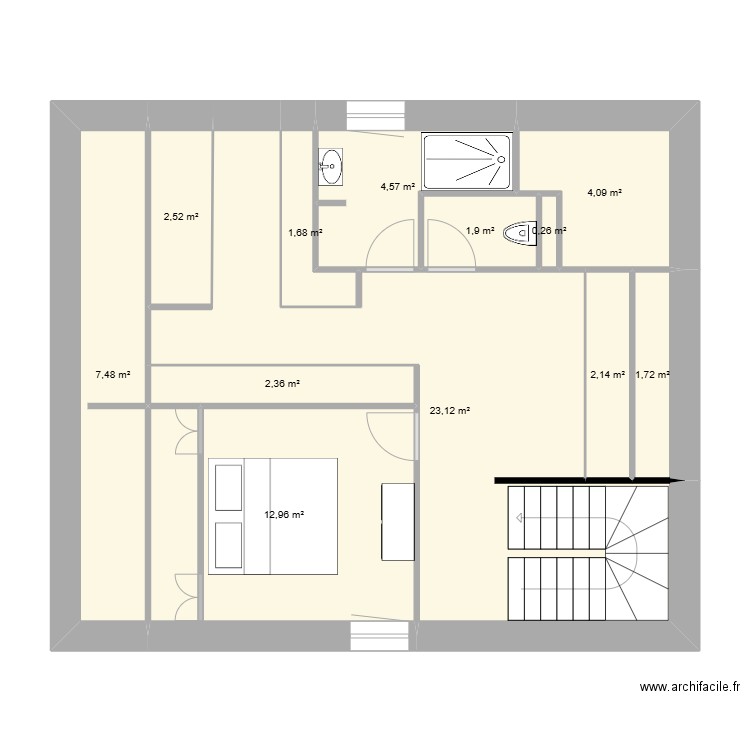 jenny. Plan de 12 pièces et 65 m2