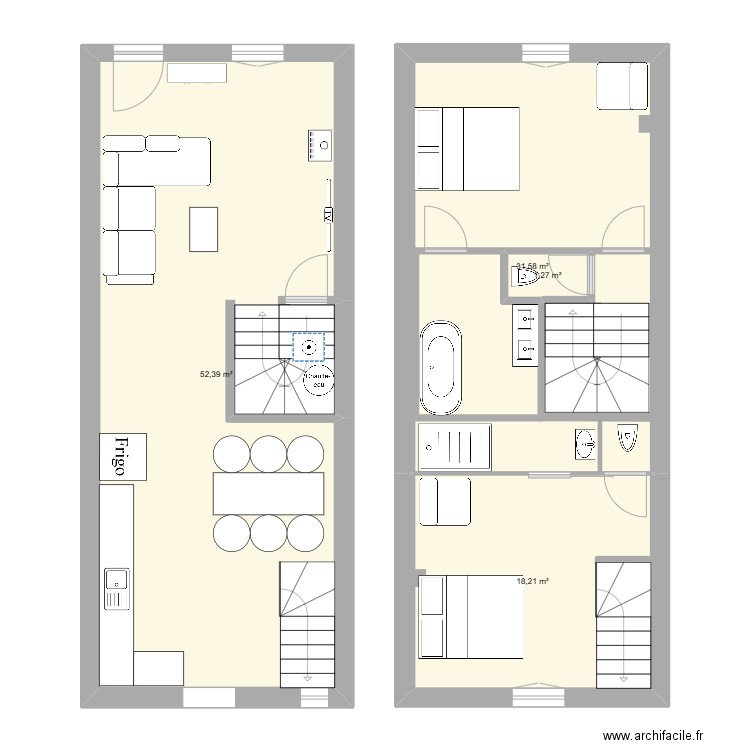 gite 2. Plan de 4 pièces et 107 m2