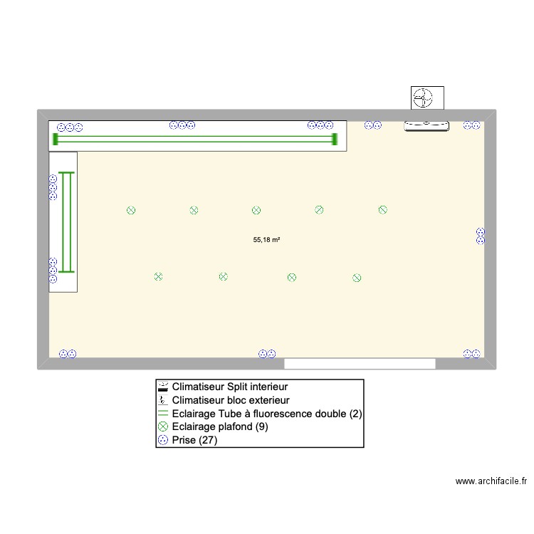 garage casu. Plan de 1 pièce et 55 m2