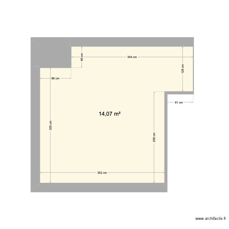 Cuisine. Plan de 2 pièces et 15 m2