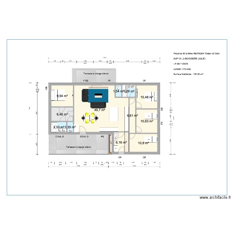 LA BOISSIERE - PLAN 3. Plan de 12 pièces et 118 m2