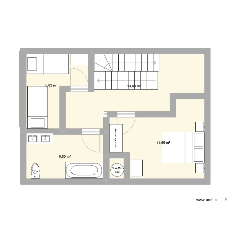 Mill - 1er a conserver. Plan de 5 pièces et 40 m2