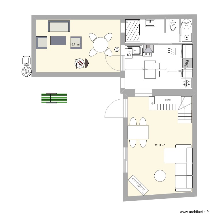 studio 3 nvd . Plan de 2 pièces et 38 m2