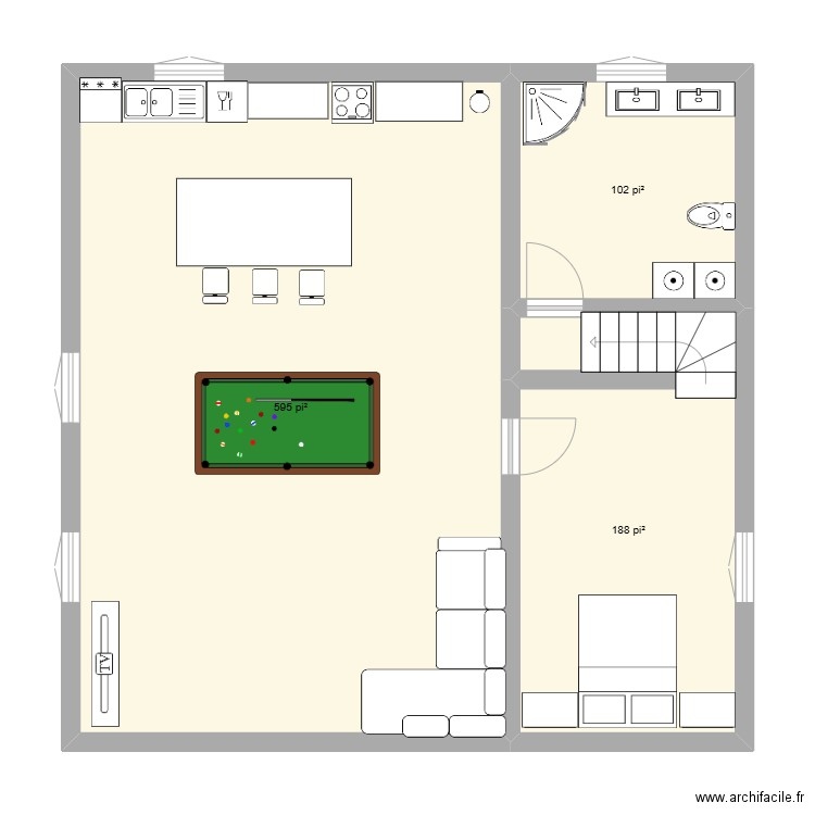 MAISON. Plan de 3 pièces et 82 m2