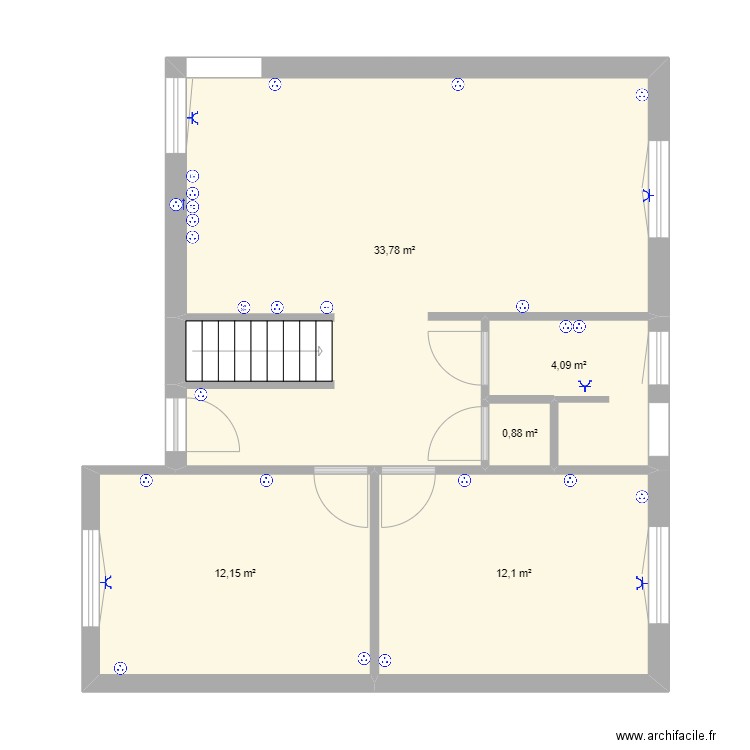 NIVEAU 1 ELECTRICITE. Plan de 5 pièces et 63 m2