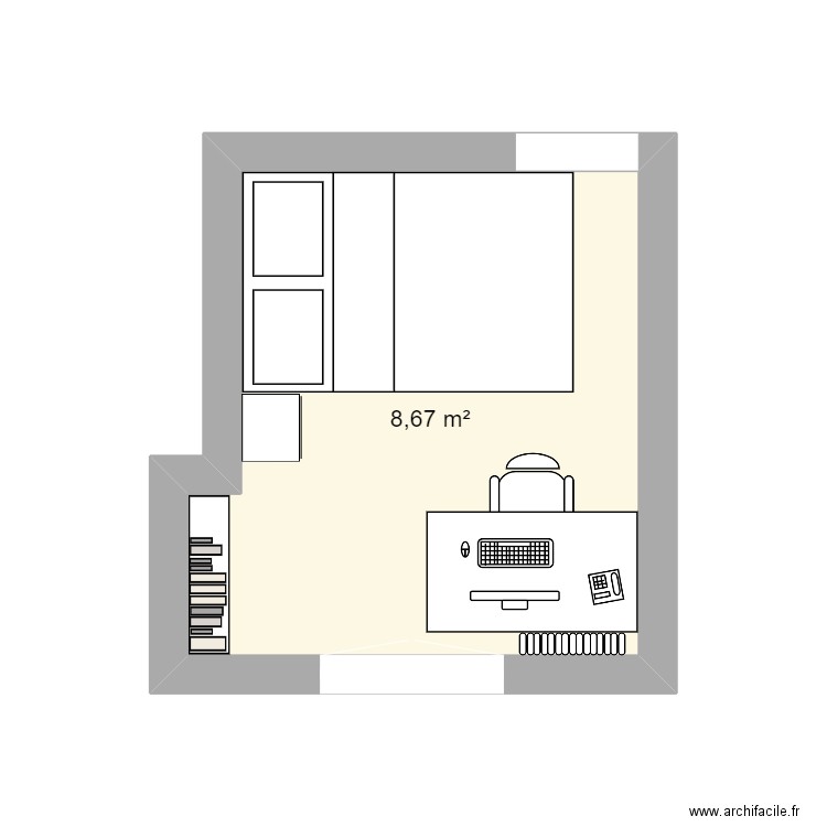 chambre paris. Plan de 1 pièce et 9 m2