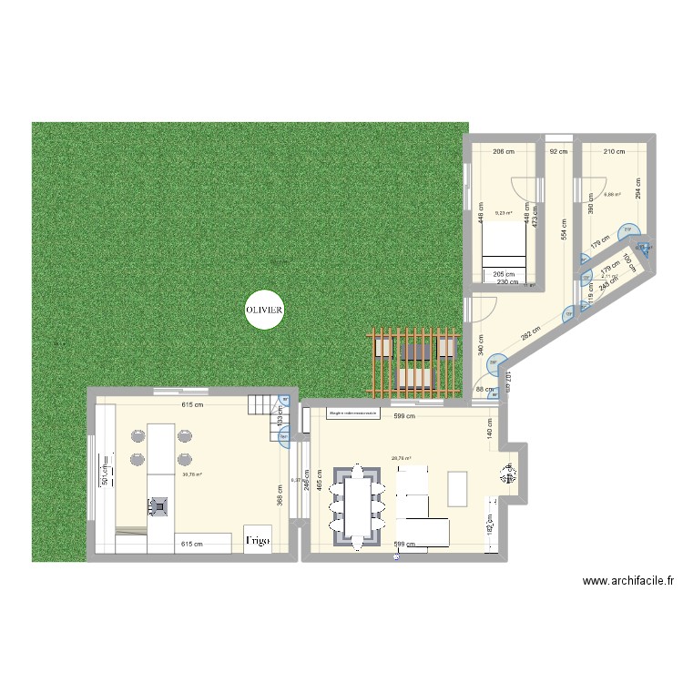 MAISON Salon & Cuisine. Plan de 8 pièces et 89 m2