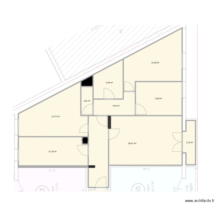 Cam & Tom - etat initial. Plan de 11 pièces et 92 m2