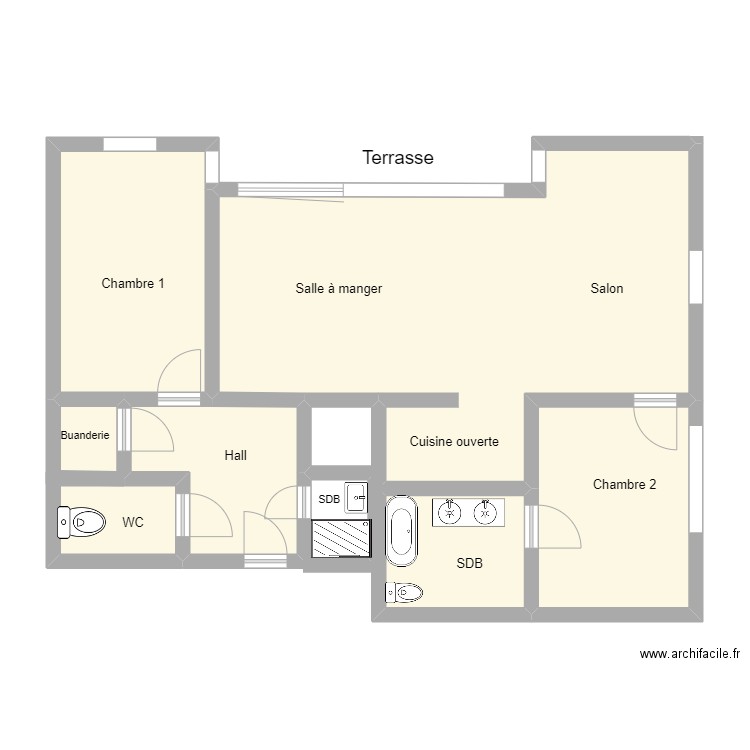 Verrewinkele. Plan de 7 pièces et 78 m2