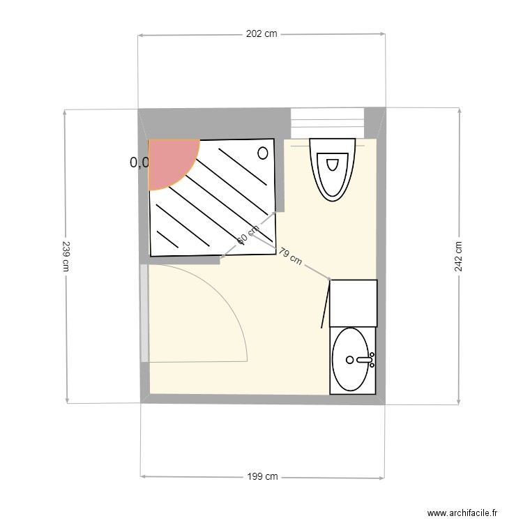 SDE RDC. Plan de 1 pièce et 4 m2