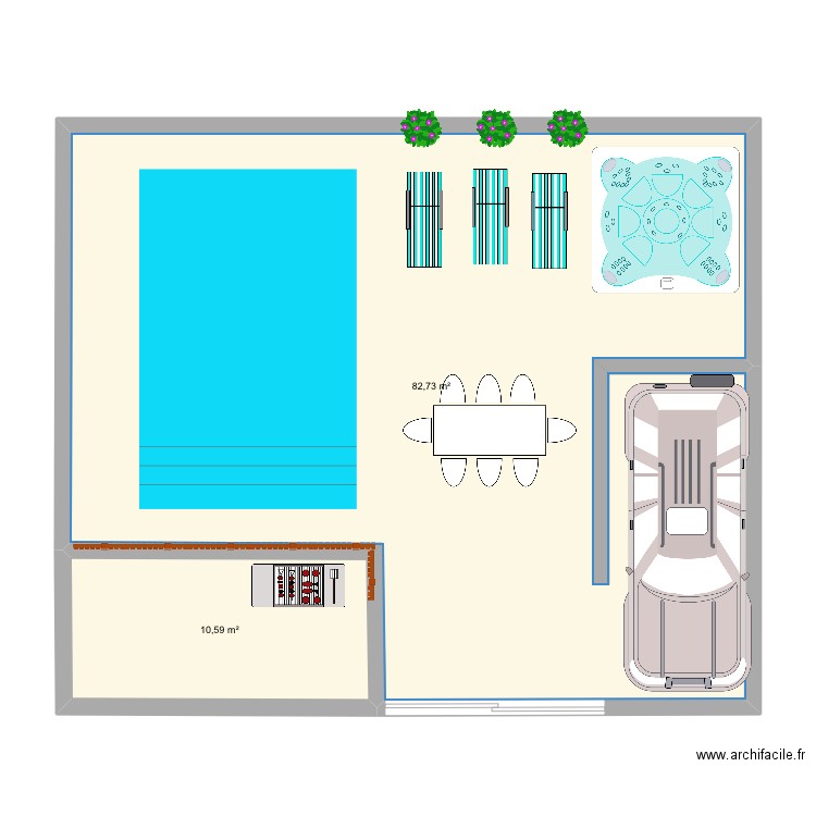 Jardin. Plan de 2 pièces et 93 m2