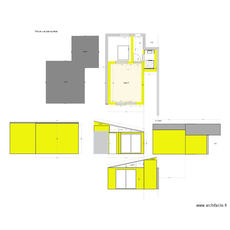 Projet Forest 1 versant. Plan de 1 pièce et 13 m2