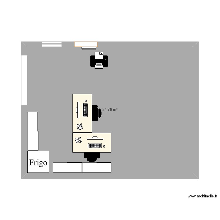 essaie bureau. Plan de 1 pièce et 35 m2