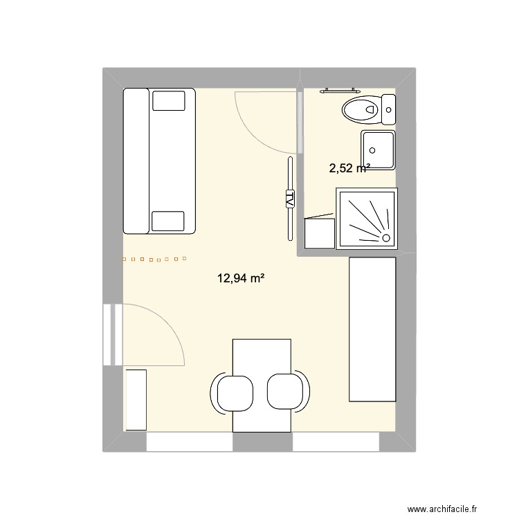 Appartement Valdoie. Plan de 2 pièces et 15 m2