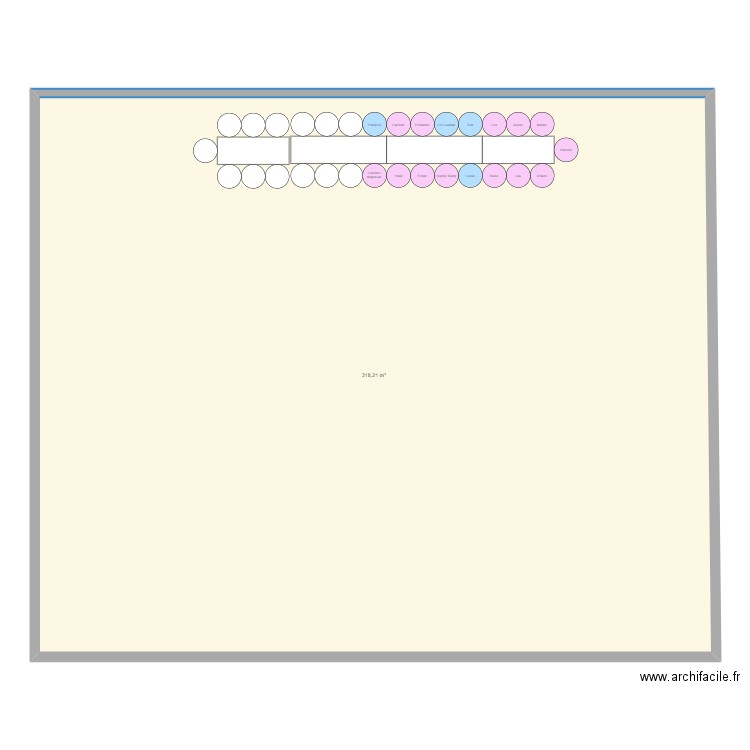 Plan de table F&C. Plan de 1 pièce et 318 m2