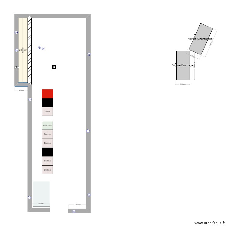 Plan point de vente boudria. Plan de 1 pièce et 3 m2