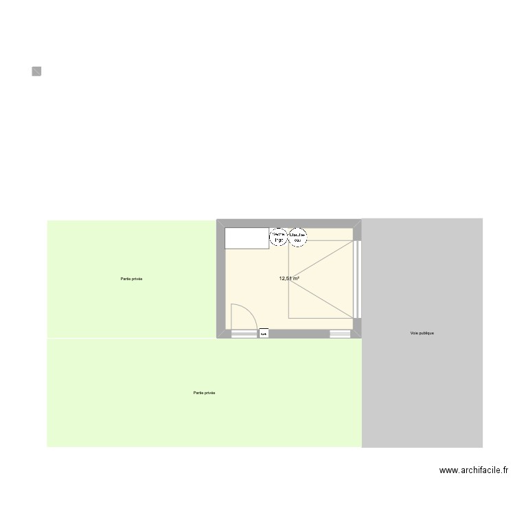 garage. Plan de 1 pièce et 13 m2