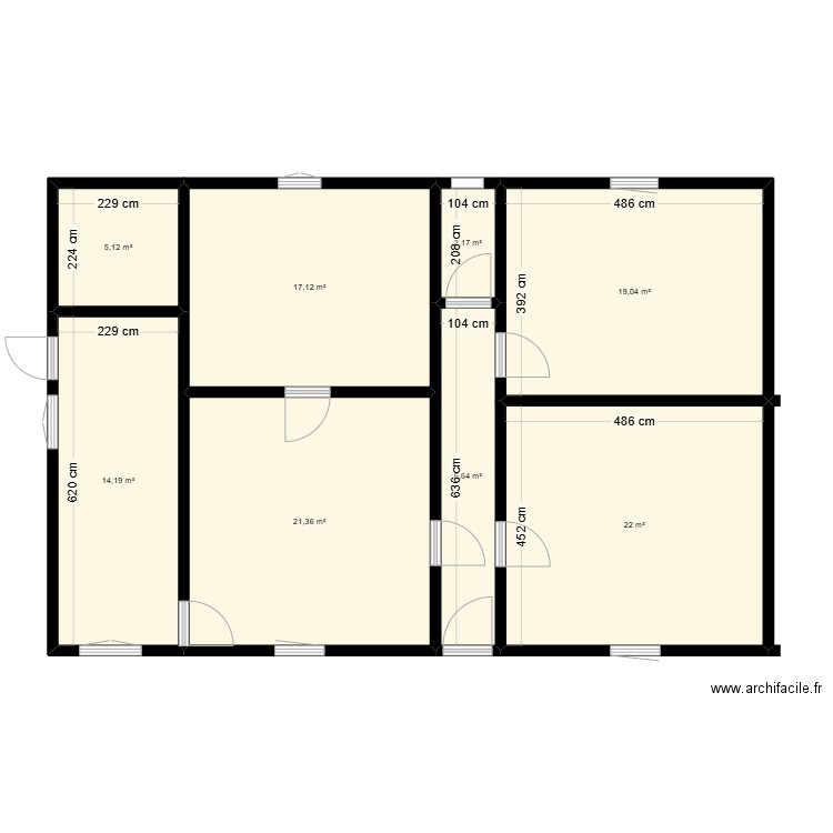 origine. Plan de 8 pièces et 108 m2