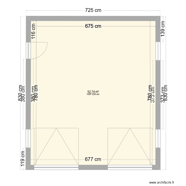 Garage / Atelier. Plan de 1 pièce et 53 m2